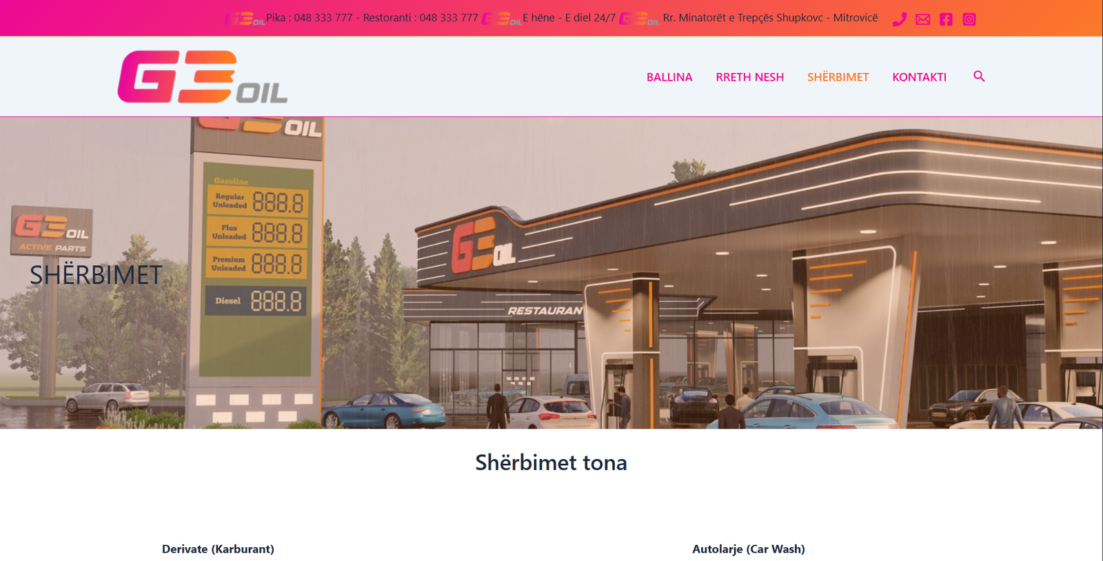 G3 Oil Services page