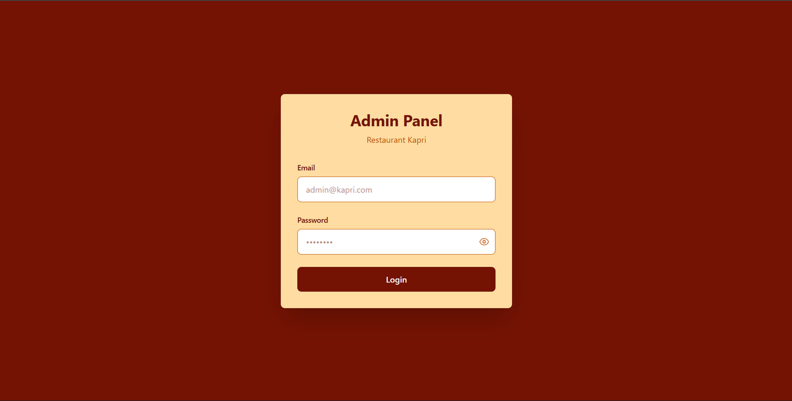 Kapri admin login panel