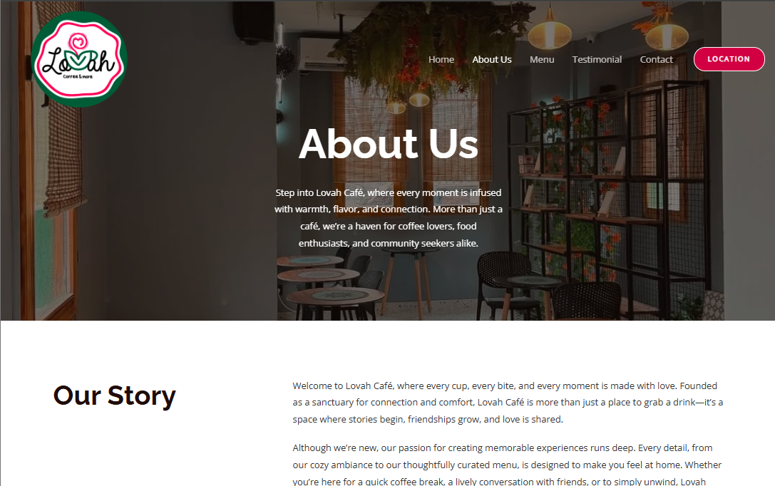 Lovah Café About page